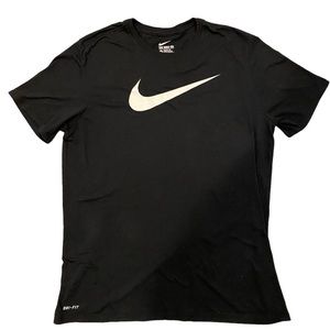 Nike Dri Fit Swoosh Logo Black T-Shirt Cotton/Polyester Size XL Men’s Unisex